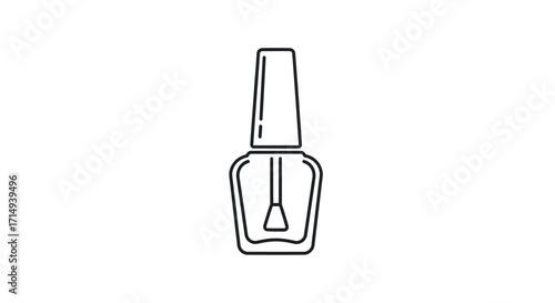 Minimalist Outline of a Nail Polish Bottle with Brush.