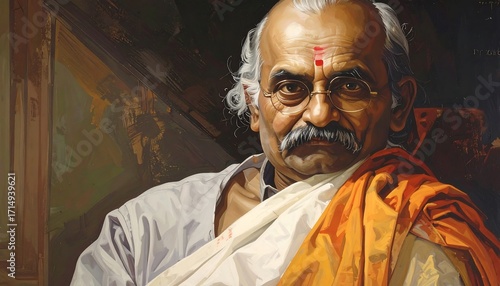 Detailed Portrait of a Notable Figure in Oil Painting