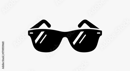 Classic Black Sunglasses Icon Simple Silhouette Design.