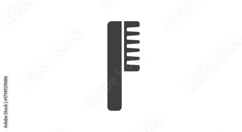 Simple Dark Gray Comb Icon for Hair Styling and Grooming.