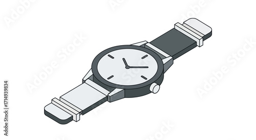 Classic Wristwatch with Dark Gray Strap and White Face.