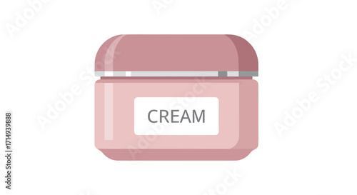 Pink Jar of Cream with White Label.