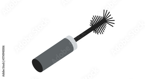 Gray Mascara Wand with Black Bristles and Handle.