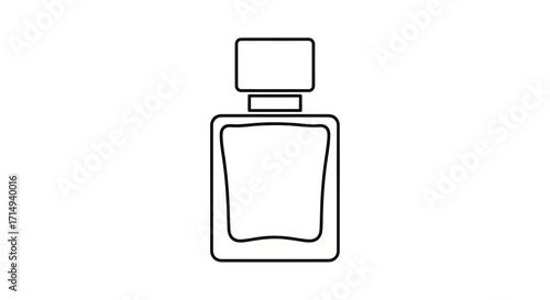 Minimalist Line Art Drawing of a Classic Perfume Bottle Icon.