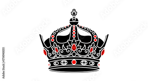 Ornate Black and Red Crown with Detailed Embellishments.