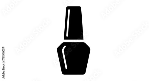 Black silhouette icon of a nail polish bottle for beauty and cosmetics.