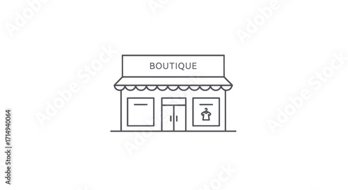 Simple Outline Drawing of a Boutique Store Front.