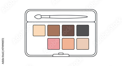 Makeup Eyeshadow Palette with Applicator Brush and Multiple Color Shades.