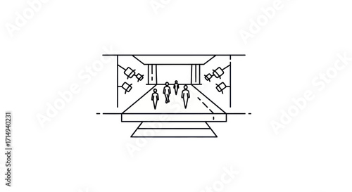 Architectural Diagram of a Modern Entrance with Pedestrian Flow.