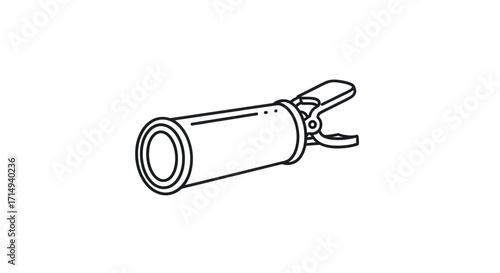 Simple Line Art Illustration of a Cylindrical Container with Clamps.