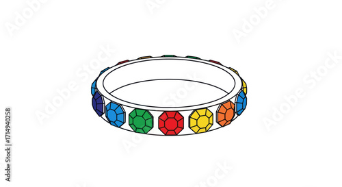 Colorful Gemstone Ring with Rainbow Faceted Jewels.