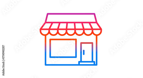 Colorful Gradient Illustration of a Simple Shopfront Building.