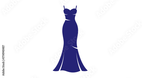Elegant Evening Gown Silhouette in Deep Blue.