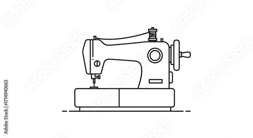 Sewing Machine Line Art Illustration.