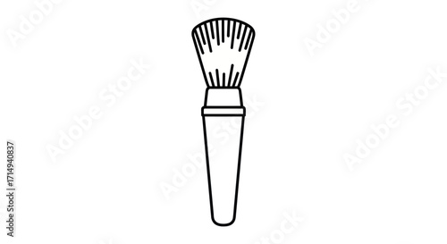Line Art Illustration of a Makeup Powder Brush.