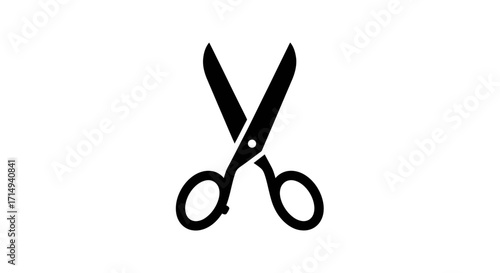 Black Scissors Icon with Open Blades and Circular Handles.