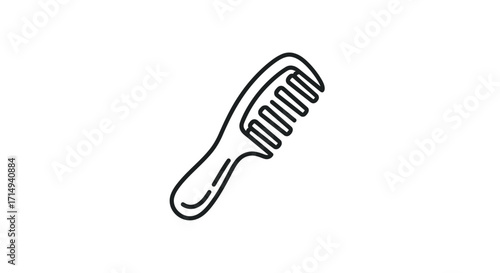Simple Black Outline Comb Icon for Hair Styling and Grooming.