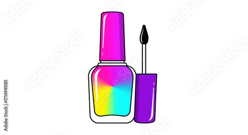 Colorful Nail Polish Bottle with Applicator Brush.