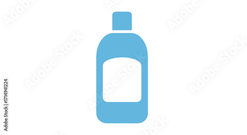 Light Blue Plastic Bottle with Blank Label.