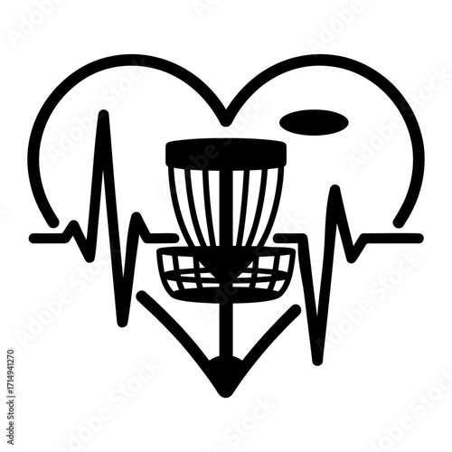 Disc Golf Basket With EKG Heartbeat