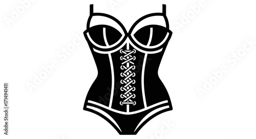 Black Lingerie Corset with Front Lacing Icon.