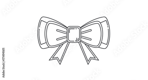 Simple Hand-Drawn Outline of a Classic Bow Tie.
