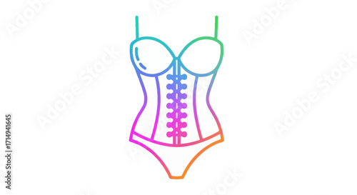Colorful Outline Illustration of a Corset and Undergarments.