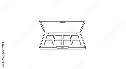 Open Empty Eyeshadow Palette with Eight Compartments.