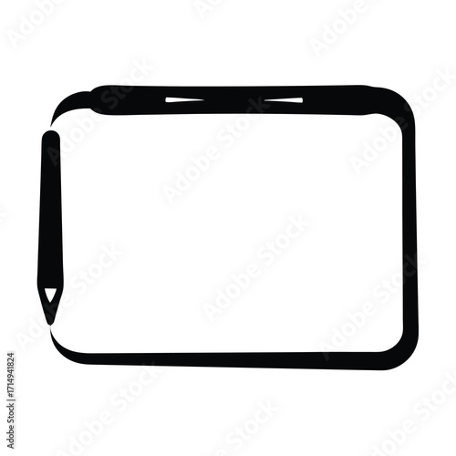 Stylized Graphic Tablet Icon with Stylus Isolated on White Background Design