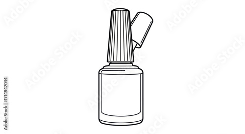 Simple Line Art Illustration of a Nail Polish Bottle with Cap Ajar.