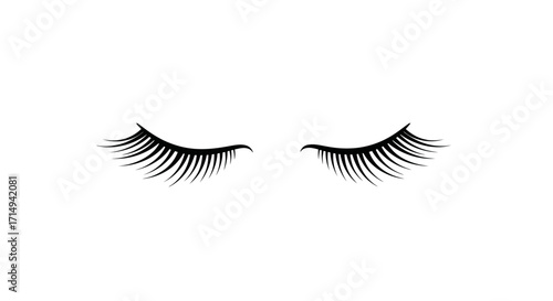 Stylized Black Eyelashes Graphic Element for Beauty and Makeup Design.