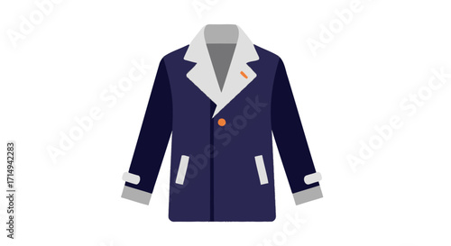 Vector Illustration of a Stylish Navy Blue Winter Coat.