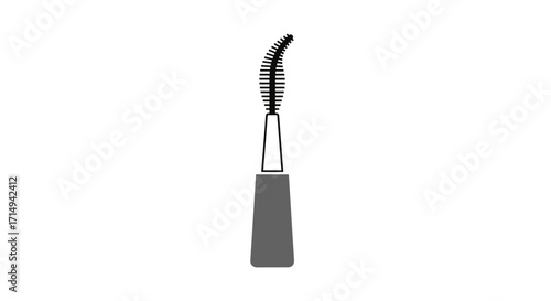 Curved Mascara Wand with Gray Handle and Bristles.