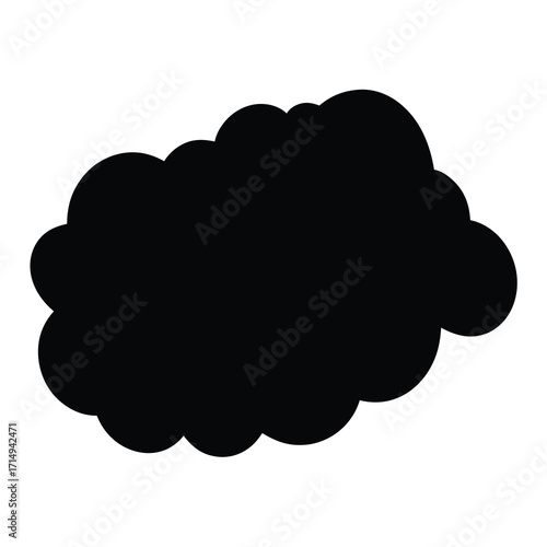 Isolated silhouette of a cumulus cloud on a bright white background