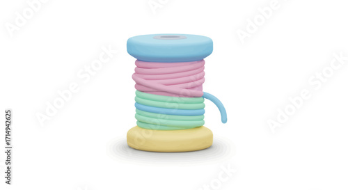 Colorful Spool of Thread with Pastel-Colored Yarn.
