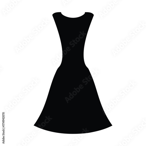 Elegant Silhouette of a Black Dress on a White Background Showing Style