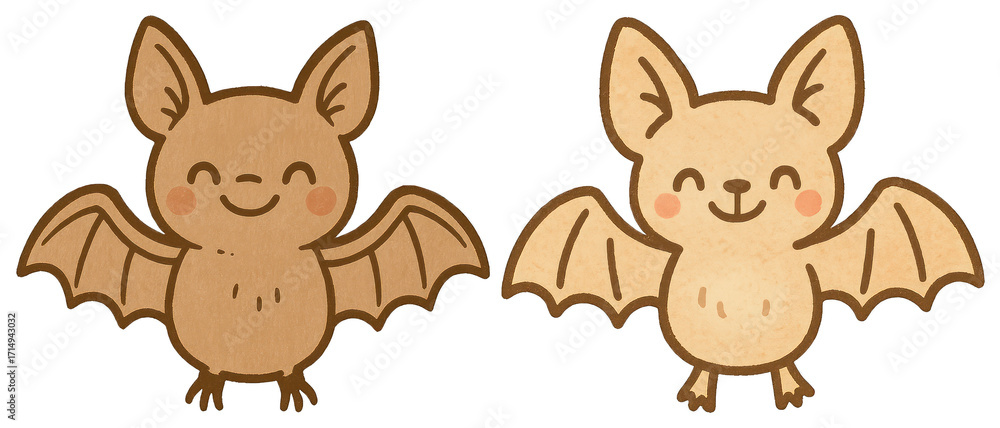Obraz premium PNG Cute cartoon bats illustration, element set on transparent background