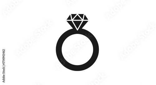 Simple Black Silhouette of a Diamond Engagement Ring.