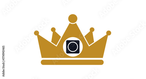 Golden Crown with Circular Emblem Symbolizing Royalty and Authority.