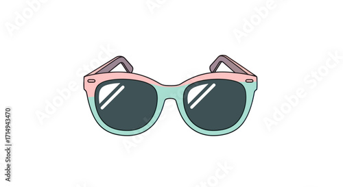 Stylish Pastel Pink and Teal Sunglasses Illustration.