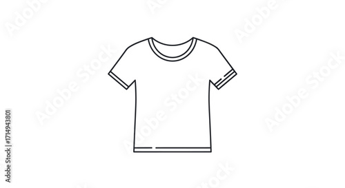 Simple Outline Illustration of a White Short-Sleeved T-Shirt.