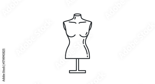 Simple Line Drawing of a Mannequin Torso on Stand.