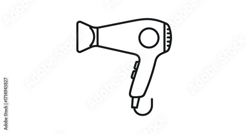 Simple Line Drawing of a Classic Hair Dryer.