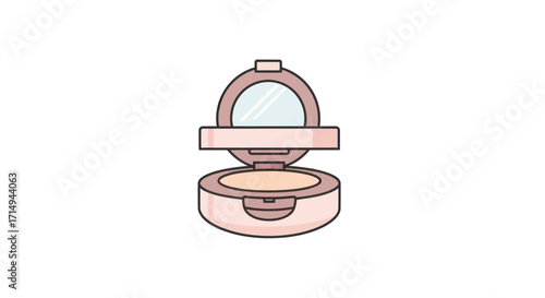 Cartoon Style Open Compact Powder with Mirror.