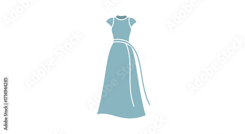Light Gray Formal Sleeveless Maxi Dress with Belt.