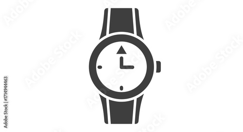 Minimalist black and white wristwatch icon for timekeeping.