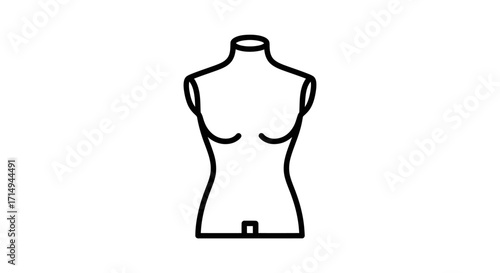 Minimalist Outline of a Female Dress Form Mannequin.