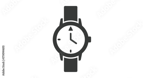 Simple Black Silhouette of a Classic Wristwatch.