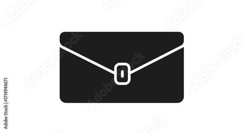 Black Silhouette of a Closed Envelope with a Clasp.