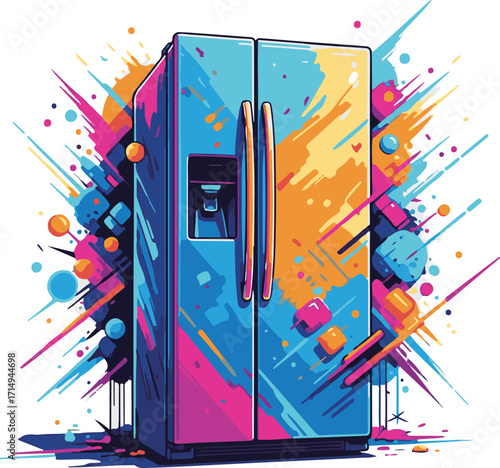 Vibrant Splash Art Refrigerator A Modern Kitchen Statement